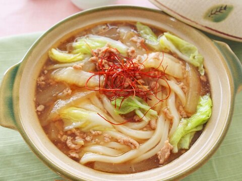 大根と白菜の肉あんかけ鍋うどん